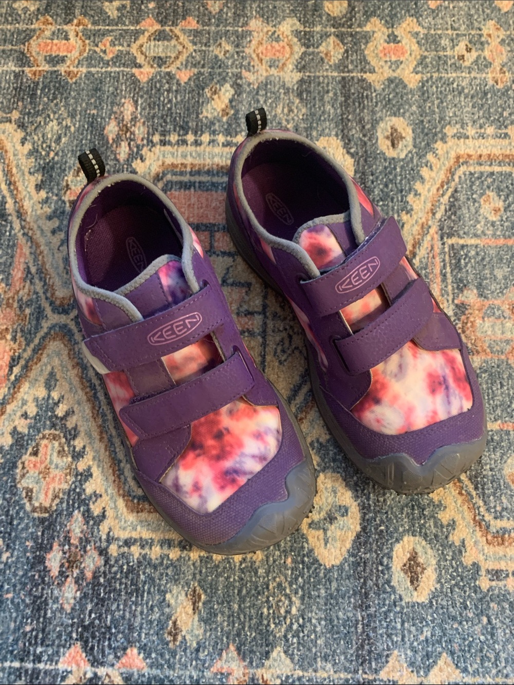 Keen Kids Purple and Pink Tie-Dye Strap Sneakers